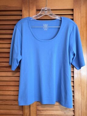 LL Bean Blue Women's Cotton Short Sleeve T-Shirt Size XL-Pet